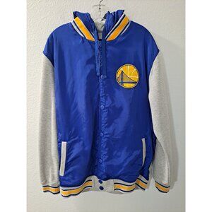 NBA U Golden State Warriors Men's Button Up Windbreaker Hoodie Fleece Sleeve, XL